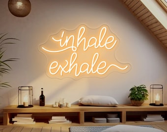 Inhale Exhale LED Neon Sign: Yoga Studio Wall Art