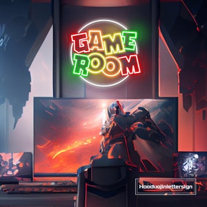 Insegna al neon a forma di cerchio per sala giochi, luce al neon a LED per sala giochi, decorazione da parete per zona giochi, regalo per giocatore, decorazione per la casa e la camera da letto, regalo per lui