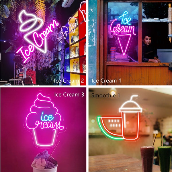 USB Ice Cream Milkshake Smoothie Personnalisé LED Enseigne Au Néon Neon Light Up Sign Home Wall Decor Coffee Shop Restaurant Décoration Cadeau Personnalisé