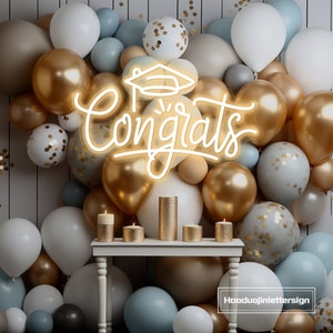 Insegna al neon a LED con cappello di congratulazioni personalizzato, sfondo per festa di laurea 2025, decorazione da parete con luce al neon, decorazione per laurea, regalo per la classe del 2025 per gli amici