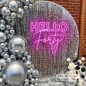 Insegna al neon Hello Forty, decorazioni per feste con luci al neon a LED personalizzate per il 40° compleanno, parla di 40 con me, insegna luminosa, decorazione da parete per la casa, regalo di compleanno