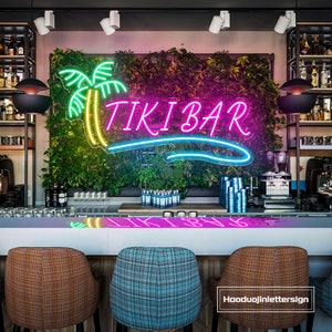 Insegna al neon Tiki Bar, luce al neon a LED con palma da bar personalizzata, decorazione da parete per la casa, pub, birreria, ristorante, regalo personalizzato