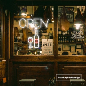 Insegna al neon con calice di vino aperto, luce al neon a LED personalizzata per bar, bar, decorazione da parete, club, pub, birreria, ristorante, decorazione per amanti del vino, regalo artistico