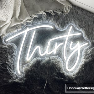 Insegna al neon a LED Thirty, personalizzata Thirty Talk Thirty To Me Decorazione per feste di compleanno per 30 anni Insegna luminosa al neon Decorazione da parete per la casa Regali personalizzati