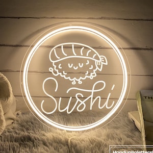 Insegna al neon LED per sushi con incisione 3D tramite USB, ristorante giapponese personalizzato, set di rotoli di sushi, negozio, caffetteria, decorazione per cucina, ristorante, cartello di benvenuto