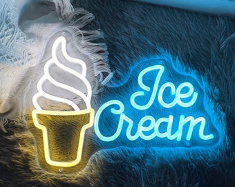 アイスクリームオープンネオンサイン、アイスクリームコーンネオン