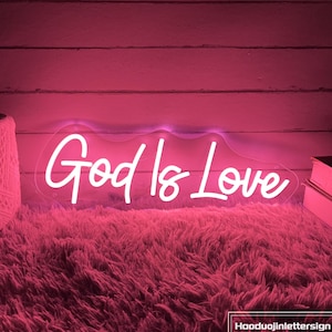 God Is Love LED Neon Sign, Custom Religious Neon Light Home Bedroom Christian Wall Decor  Personalied Gift For Christians, Jesus Lover Gift