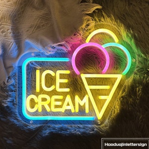 Custom Ice Cream LED Neon Sign: Coffee Shop, Bar Decor