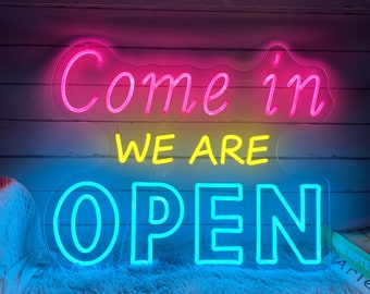 Custom 'Come In We Are Open' LED Neon Sign: Business Decor