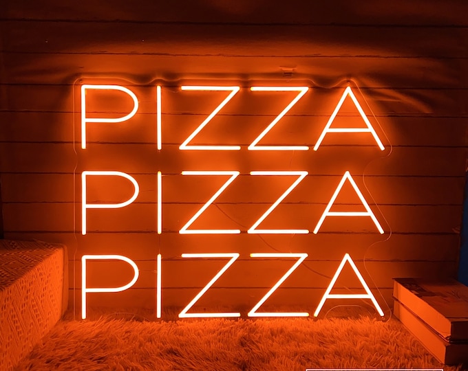 Pizza Pizza Pizza Neon Sign, Custom Pizza Restaurant LED Neon Light Home Bar Kitchen Wall Decor Pizza Lover Party Fast Food Open Sign