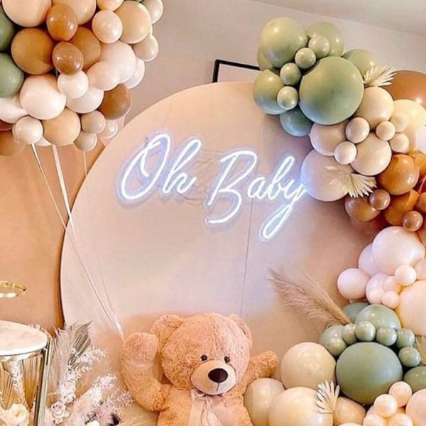 Custom Oh Baby LED Neon Sign Personalised Baby Shower One First Birthday Party Name Sign Night Light Home Wall Decor Backdrop Decoration