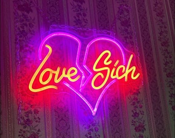 Love Sick LED Neon Sign, Custom Heartbreak Broken Heart Neon Light, Home Wall Decor Wedding Party Decor, Halloween Gift,Valentine&#39;s Day Gift