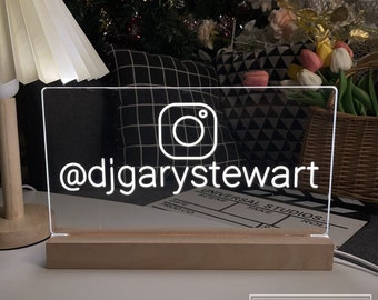 Custom Social Media Instagram Twitter Hashtag Username Night Light Sign USB Name Lamp Engraved Business Led Table Sign Personalized Gift