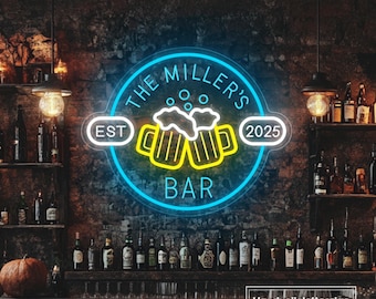 Benutzerdefinierte Bar Neon Schild, Hausbar LED Neonlicht, Cocktail Beer Bar Pub Mann Höhle Wanddekoration, Geschenk für Papa, personalisierte Geschenke für ihn
