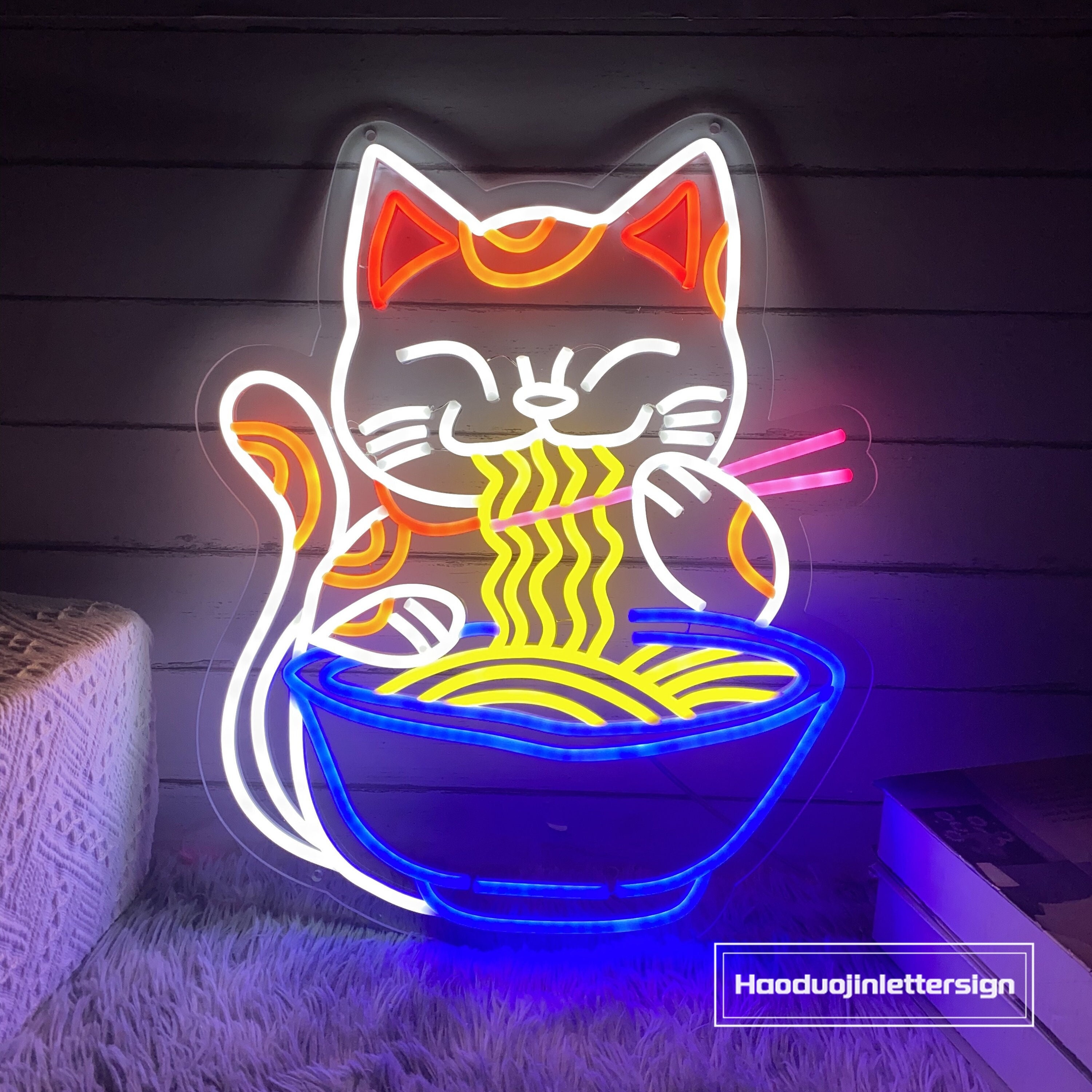 Amazon Neonsign tokyo ネオン看板 ステッカー 猫 ネオンサイン 猫