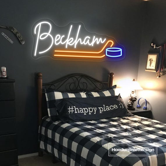 Custom Hockey Neon Sign, Hockey Name Teens Boy's Bedroom Wall Decor, Sports Birthday Party Decor Personalized Gift For Kids, Hockey Gift