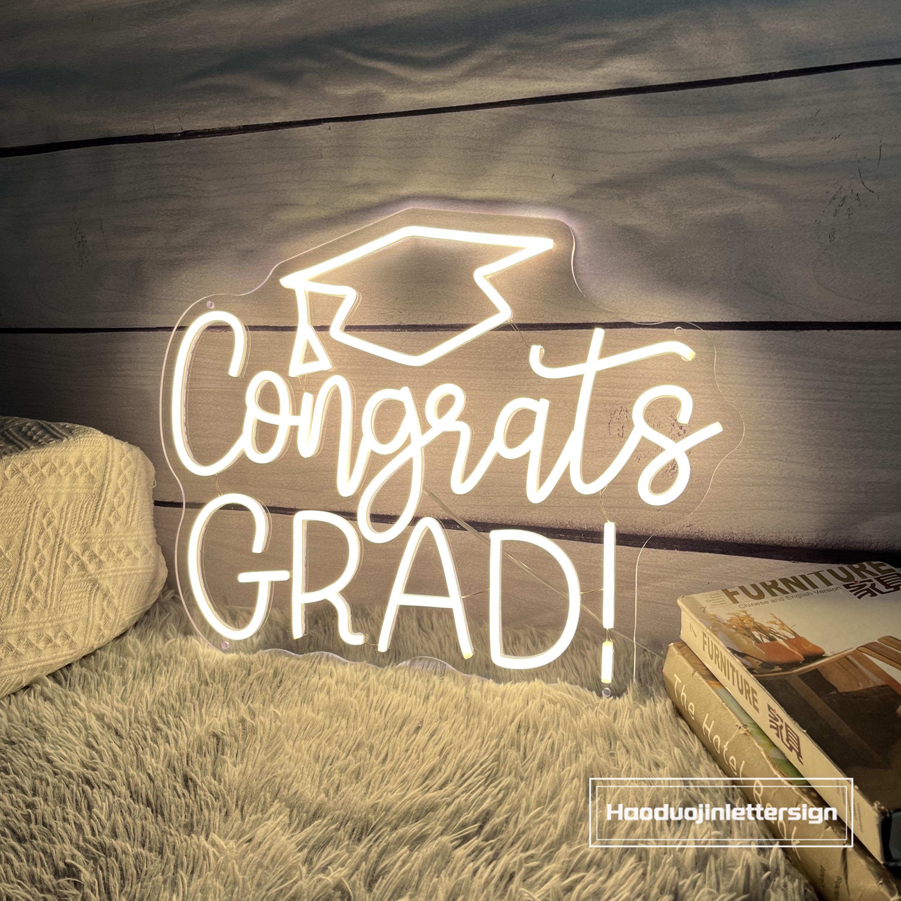 Congrats Grad Cap LED Neon Sign, Custom Congrats Neon Light, Graduation ...