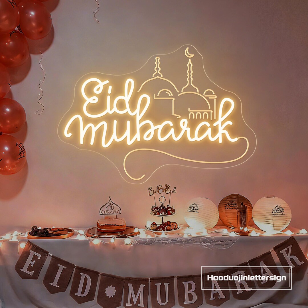 Eid Mubarak Mosque Neon Sign, Custom Ramadan Kareem LED Neon Light ...