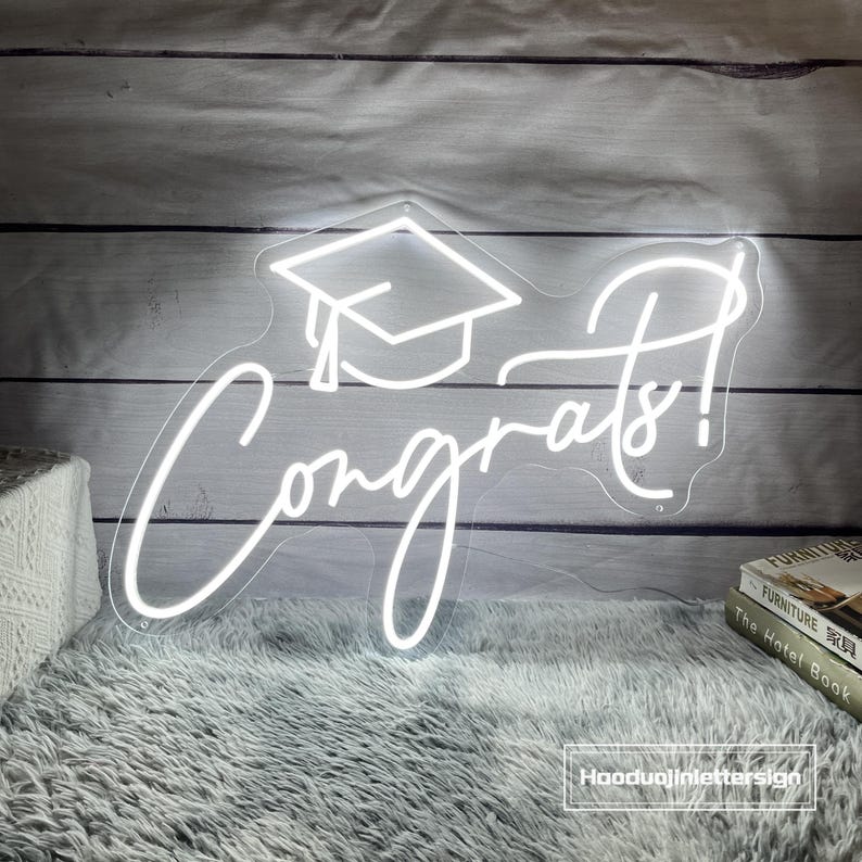 Congrats! Cap LED Neon Sign, Custom Congrats Grad Neon Light, Prom ...
