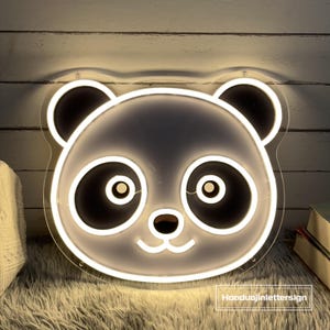 Insegna al neon a LED Panda, luce al neon personalizzata con stampa UV per animali domestici, per cameretta dei bambini, decorazione da parete per la casa, decorazione per negozio di animali, regalo per gli amanti dei panda