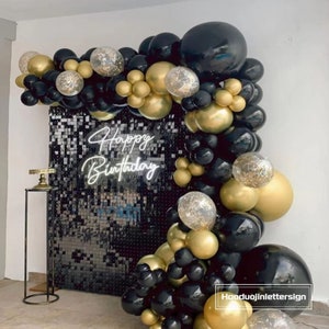 133PCS Metallic Gold And Black Confetti Balloon Garland Gold Balloons Arch Kit Baby Shower Birthday Prom Party Wedding Backdrop Decoration