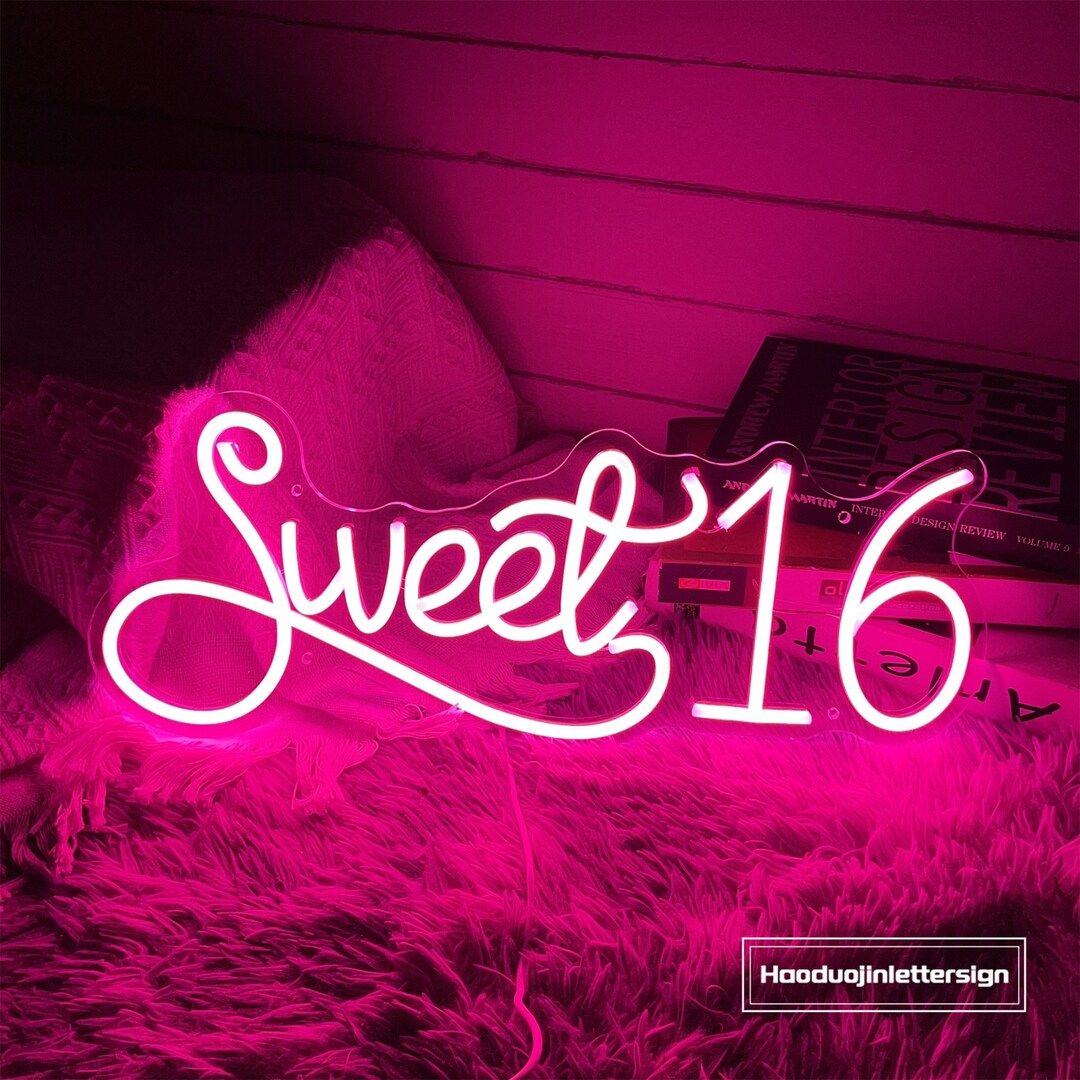 USB Sweet 16 Neon Sign Custom Your 16th Birthday Name LED Neon Sign