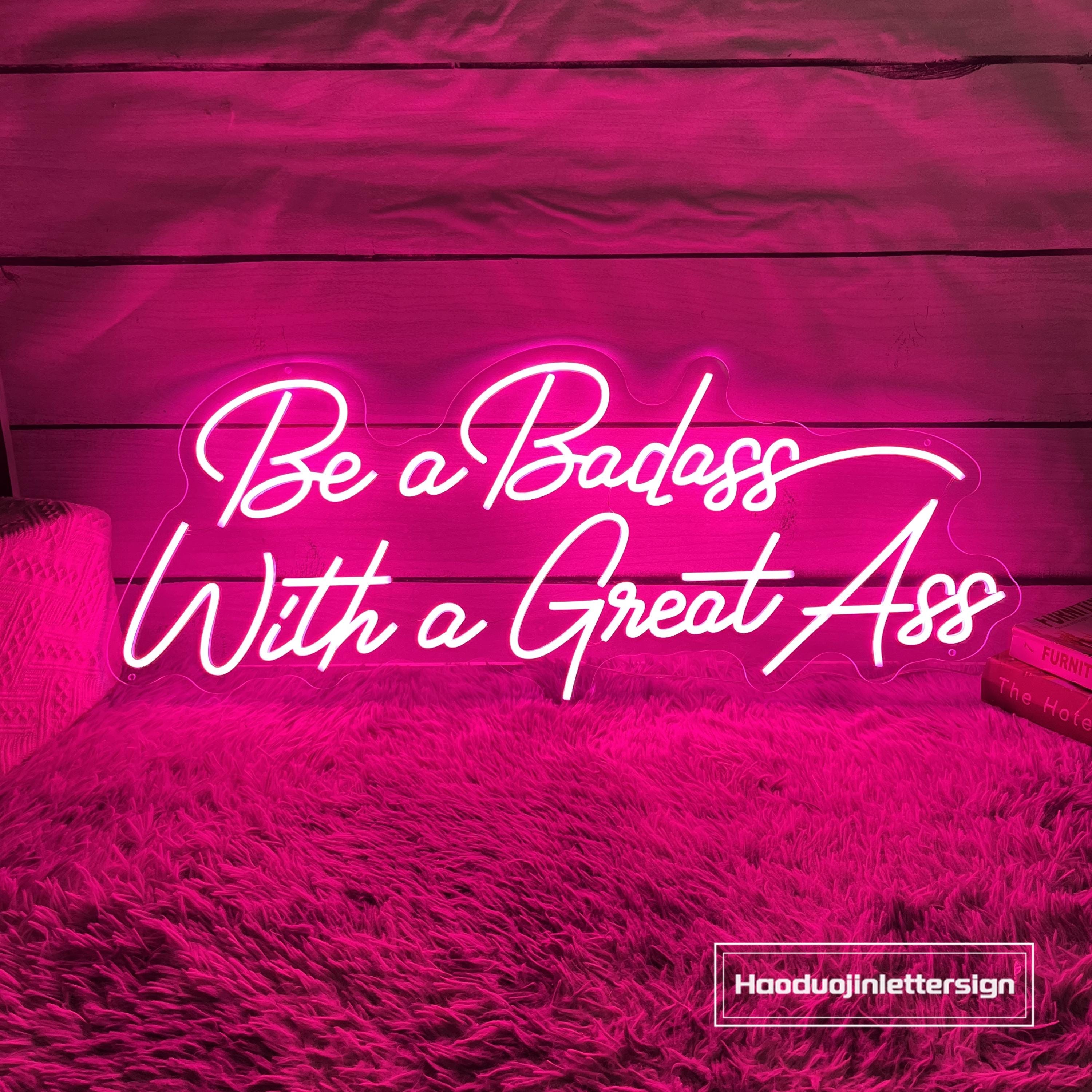 "Badass Goodass" LED Neon Sign – 16.5" X 11", Customizable, 12V Safe, Wall-Mountable, Fun Room Decor & Gift