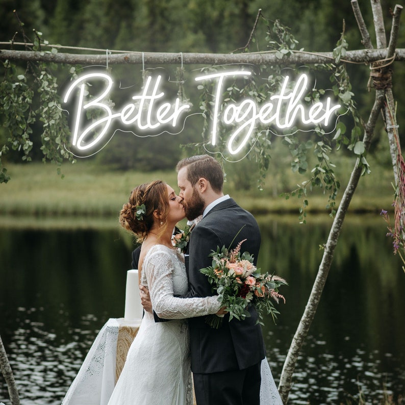 Better Together Custom Wedding LED Neon Sign Handmade Night Light Home Wedding Backdrop Wall Decor Personalized Gift Engagement Party Gift Cool White