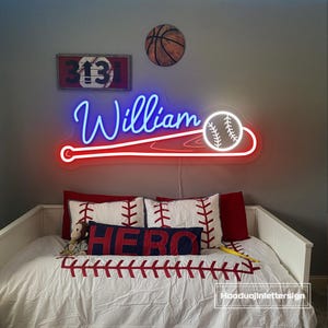 Custom Baseball Neon Sign, Baseball Name Teens Boy&#39;s Bedroom Wall Decor,Sports Birthday Party Decor Personalized Gift For Kids,Baseball Gift