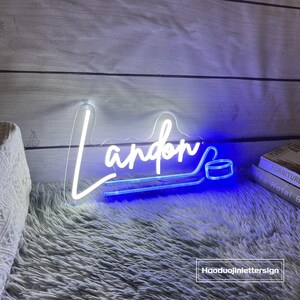Custom Hockey Neon Sign, Hockey Name Teens Boy's Bedroom Wall Decor, Sports Birthday Party Decor Personalized Gift For Kids, Hockey Gift image 10