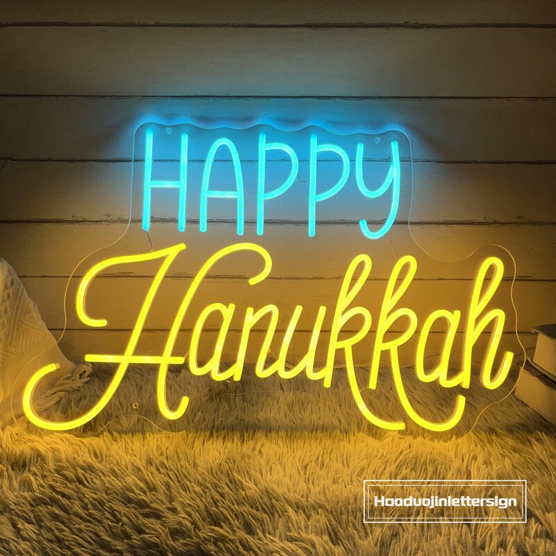 Happy hanukkah neon sign