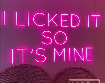 I Licked It So It's Mine Neon Sign, Custom LED Ice Cream Shop Neon Light Restaurant Store Wall Decor Ice Cream Bar Cafe Personalized Gift