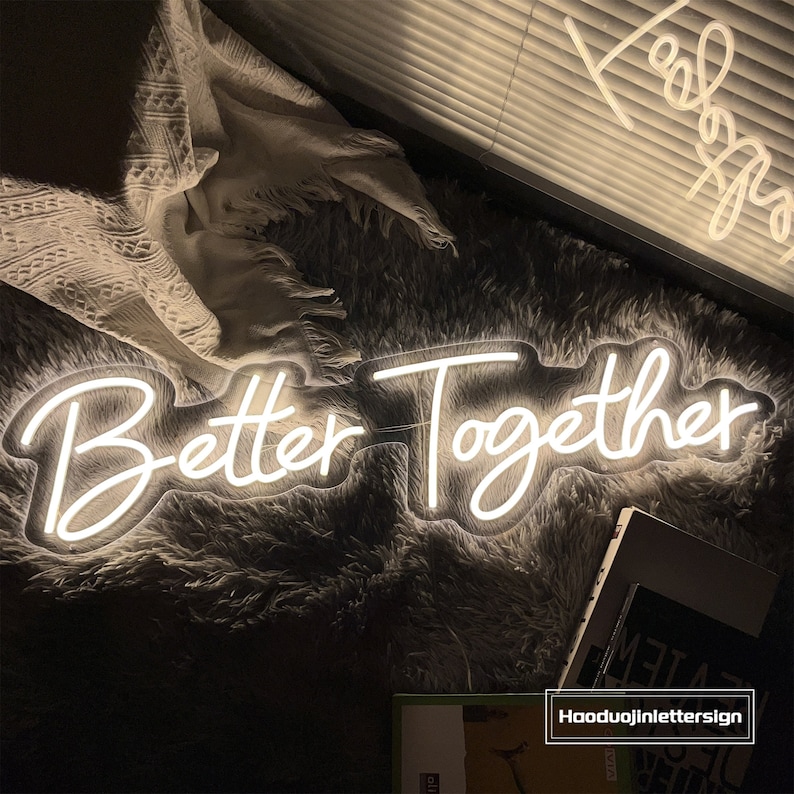 Better Together Custom Wedding LED Neon Sign Handmade Night Light Home Wedding Backdrop Wall Decor Personalized Gift Engagement Party Gift image 5