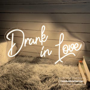 Drunk in Love LED Neon Sign, Custom Wedding Bar Neon Light Home Wall Decor Wedding Engagement Backdrop Party Decoration Personalized Gift