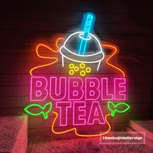 Bubble Tea Neon Sign, Custom Boba Tea Milk Tea LED Neon Light Drinks ...