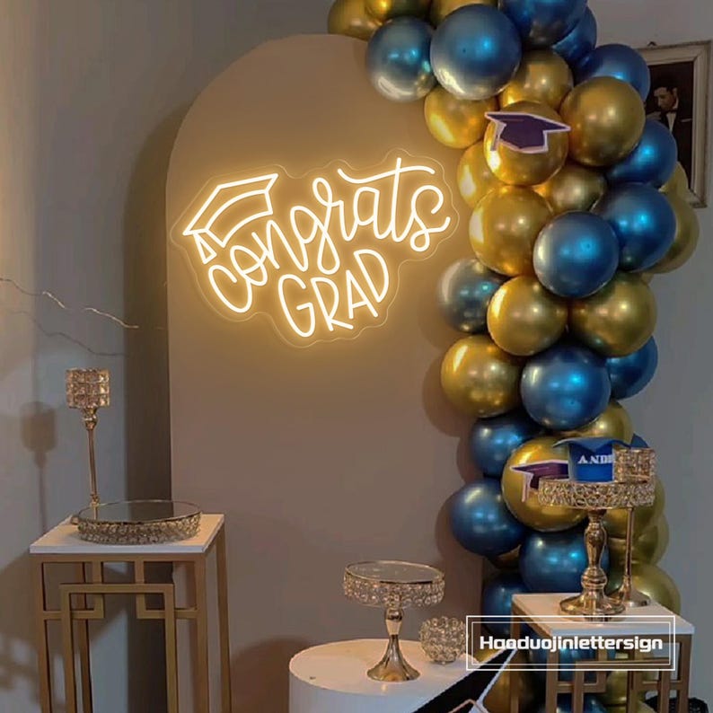 Congrats Grad Cap LED Neon Sign, Custom Congrats Neon Light, Prom Party ...