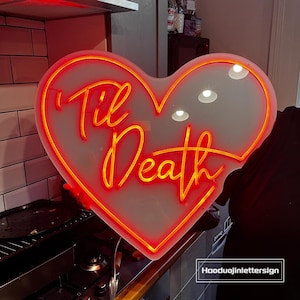 Til Death Heart Neon Sign, Custom Gothic Wedding Welcome LED Neon Light Halloween Wedding Party Backdrop Wall Decor Home Decor Wedding Gift