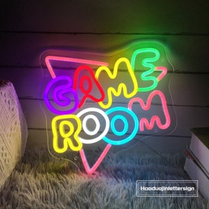 Game Room Triangle Neon Sign Custom Gaming Room LED Neon Light Sign Game Zone Wall Decor Gift For Gamer Home Bedroom Decoration Gift For Him