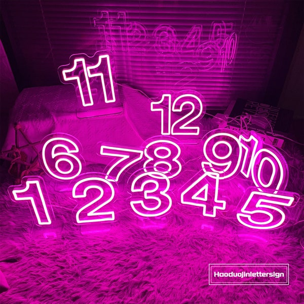 Wedding Table Decor 9.5" Hight Number USB Neon Led Light Signs Birthday Decoration Wedding Desk Decor Number Letter Sign Neon Table Numbers