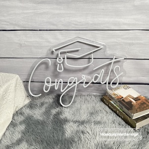 Congrats Graduation Cap Neon Sign, Custom Congrats Grad LED Neon Light ...