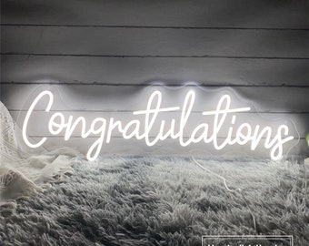 Letrero de neón LED personalizado con la frase "¡Felicitaciones!": Decoración para la fiesta de graduación de 2026
