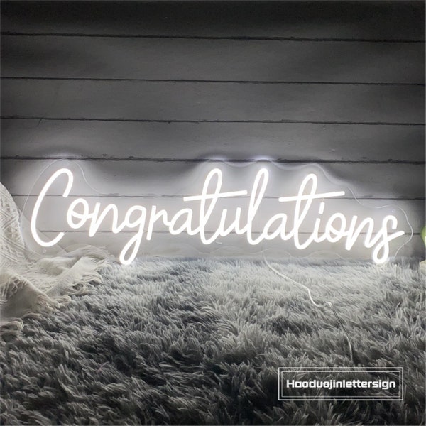 Congratulations Neon Sign, Custom Grad Party LED Neon Light Congrats Grad Graduation Party Backdrop Sign Wall Wedding Decor Decoration