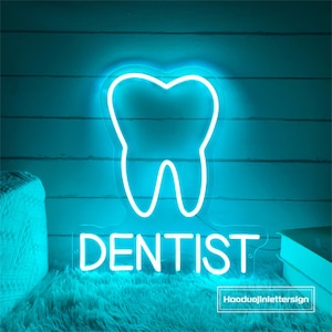 Insegna al neon per dentista con denti, clinica dentistica personalizzata, luce al neon a LED, decorazione da parete per salone, decorazione per studio dentistico, regalo personalizzato per dentista