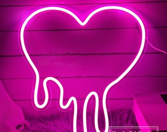 Melting Heart LED Neon Sign, Dripping Heart Wall Decor