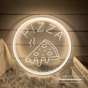 Insegna al neon a LED con fetta di pizza incisa in 3D tramite USB, pizza personalizzata, caffetteria, cucina, fast food, decorazione da parete con luce al neon, decorazione per feste per amanti della pizza