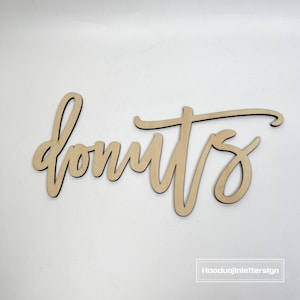 Donuts Wood Sign, Custom Donuts Cut Out Wooden Word Sign For Donut Wall Decor Baby Shower Wedding Birthday Party Dessert Table Decoration