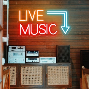Insegna al neon a LED personalizzata con musica dal vivo, insegna luminosa al neon personalizzata, bar, discoteca, studio musicale, decorazione da parete, decorazione per soggiorno, regalo di compleanno