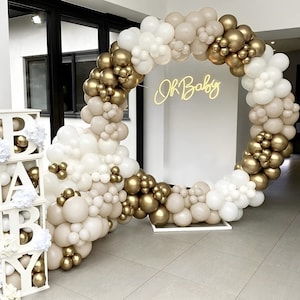 185PCS Sand White Balloon Garland Dusty Beige Neutral Metallic Gold Balloons Arch Kit Baby Shower Birthday Party Wedding Backdrop Decoration image 2
