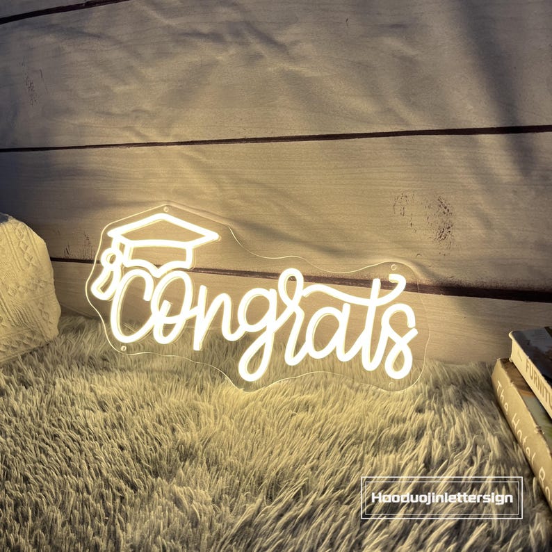 Congrats Graduation Cap Neon Sign, Custom Congrats Grad LED Neon Light ...