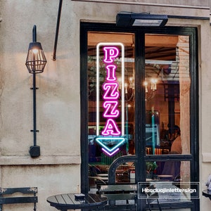 Insegna al neon con freccia per pizza, ristorante di pizza personalizzato, luce al neon a LED, fast food, decorazione da parete per la casa, bar personalizzato, cucina, festa, cartello di benvenuto APERTO